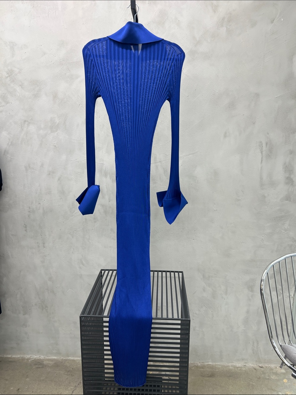 Loewe Cobalt Blue Ribbed Long-Sleeve Maxi Dress - Picture 2 of 7